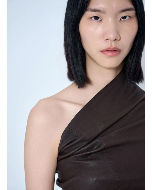 Rick Owens Blue Athena One-Shoulder Tank Top