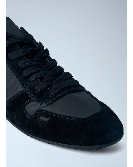 Rick Owens Blue Minimal Suede-Trimmed Sneakers for men