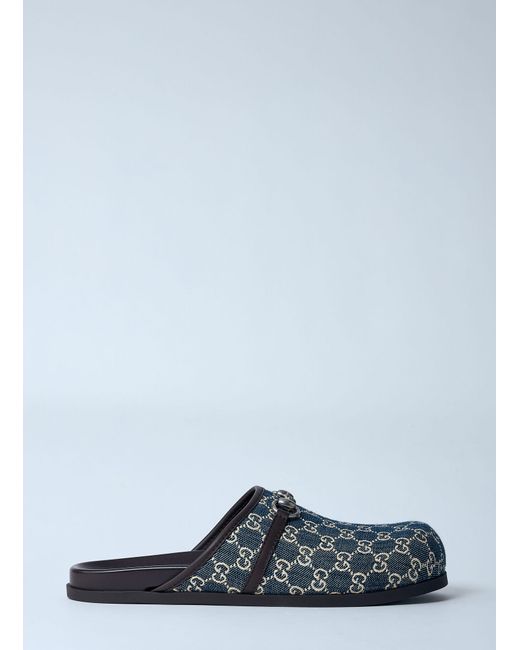 Gucci Multicolor Denim Horsebit Mules for men