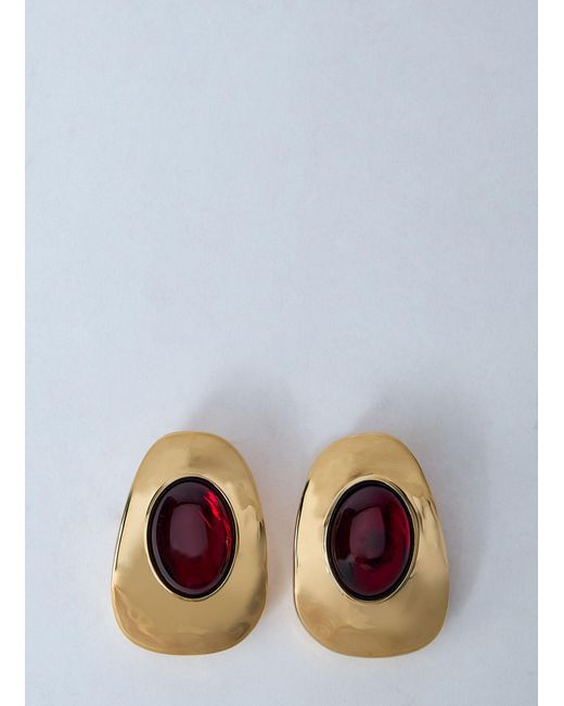 Saint Laurent Multicolor Resin And Metal Cabochon Earrings