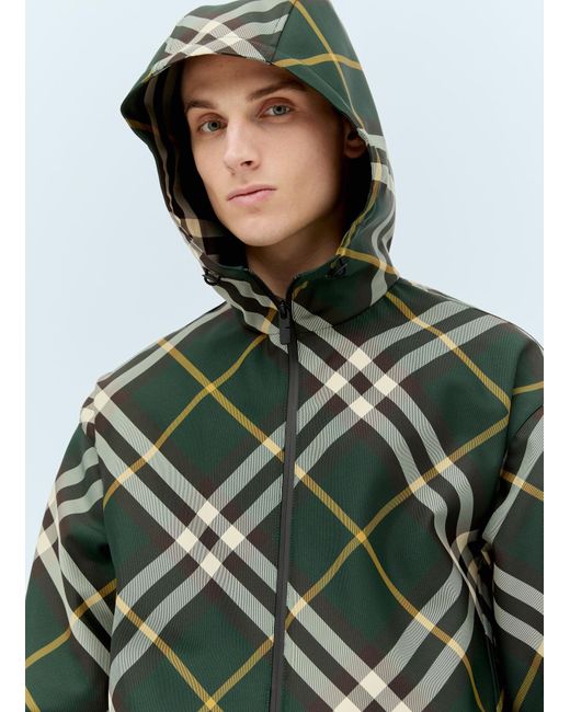 Burberry Gray Hooded Check Jacket for men