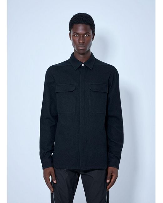 Rick Owens Blue Wool Blend Overshirt for men
