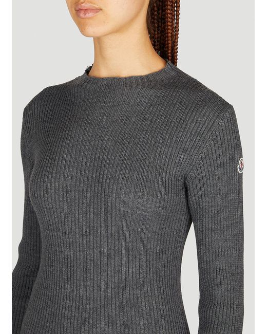 Moncler Gray Long Sleeve Knit Dress