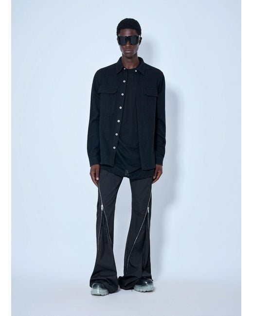Rick Owens Blue Wool Blend Overshirt for men
