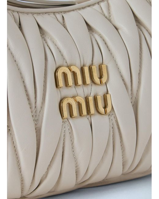 Miu Miu Blue Small Wander Matelassé Hobo Bag