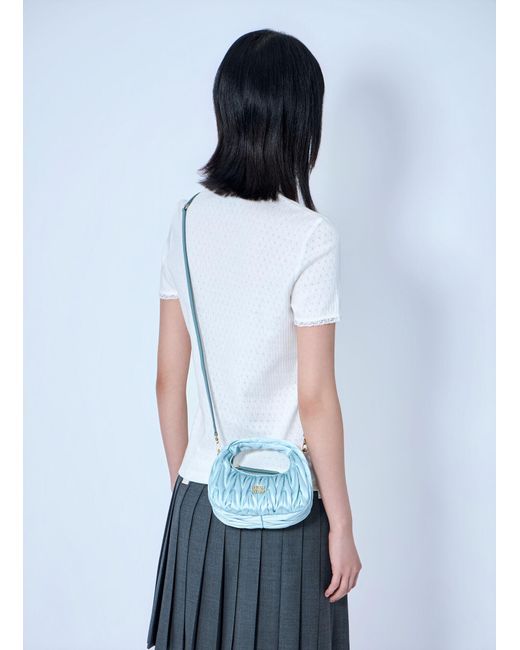 Miu Miu Blue Wander Matelassé Satin Mini Bag