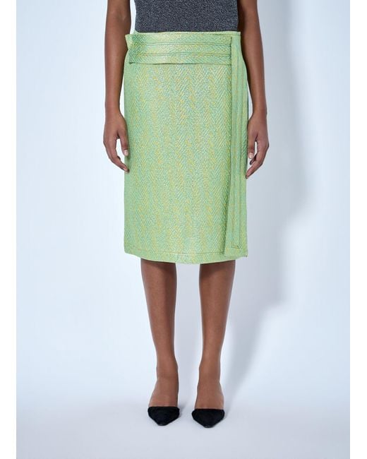 Marni Green Wrap-Effect Midi Skirt