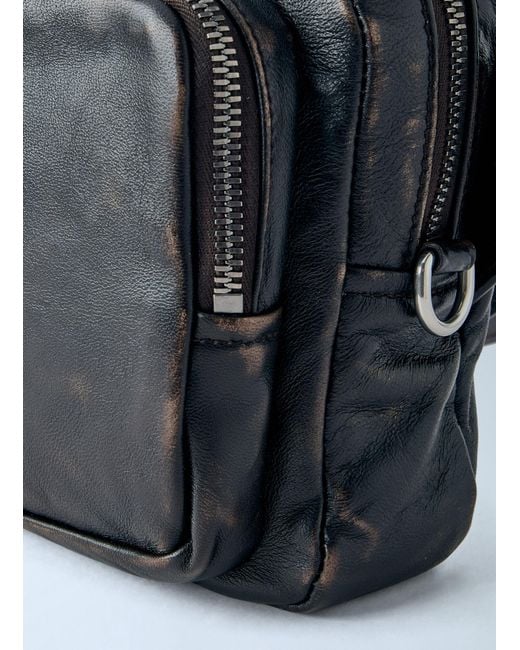 Prada Blue Distressed Nappa Leather Shoulder Bag for men