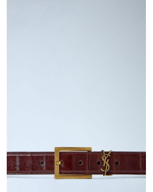 Saint Laurent Blue Logo Buckle Leather Belt
