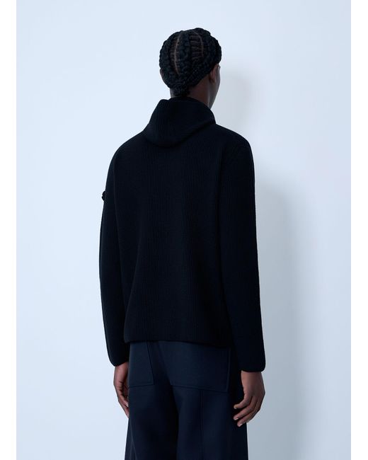 Moncler + Jil Sander Black Felted Wool Hooded Sweater for men