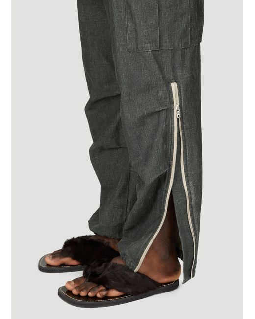 Dries Van Noten Black Linen Cargo Pants for men