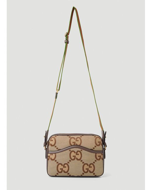 Gucci Canvas Jumbo G Messenger Crossbody Bag in Brown for Men Lyst