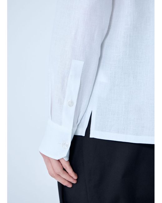 Dolce & Gabbana White Linen Spread Collar Shirt for men
