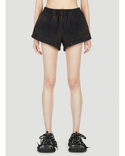 Balenciaga Distressed Shorts in Black | Lyst