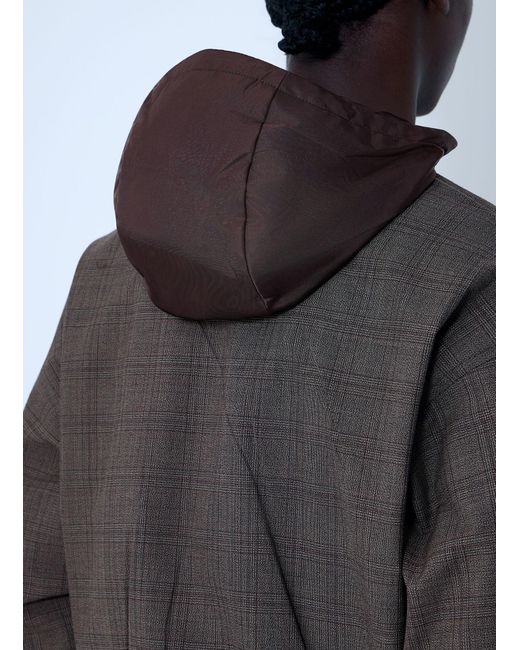 Prada Blue Hooded Wool Jacket for men