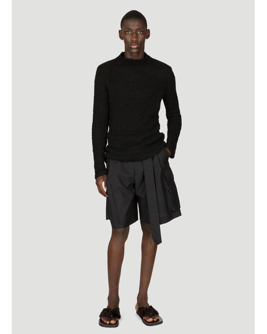 Dries Van Noten Black Wide-belted Shorts for men