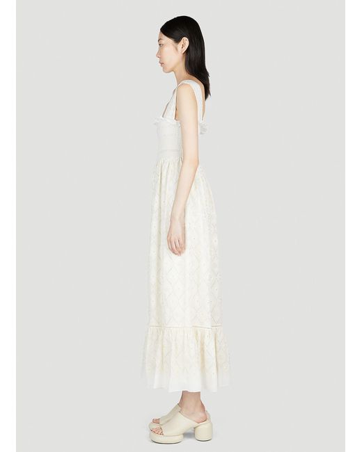 Gucci White Double G Flower Broderie Anglaise Dress