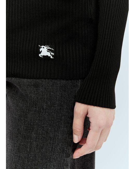 Burberry Black Scarf Rib Knit Sweater