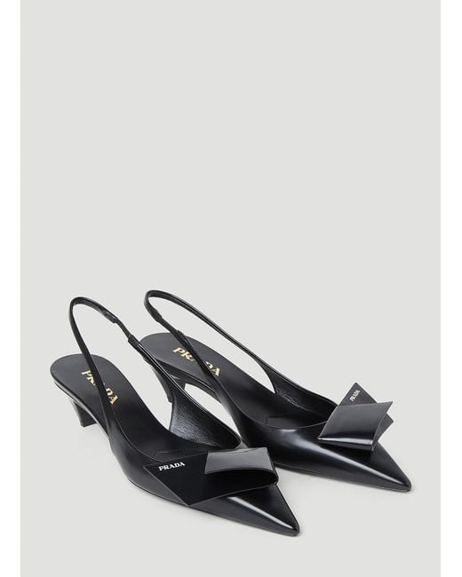Prada Black Logo Slingback Heels