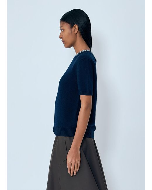 Prada Blue Wool And Cashmere Crew-Neck Sweater