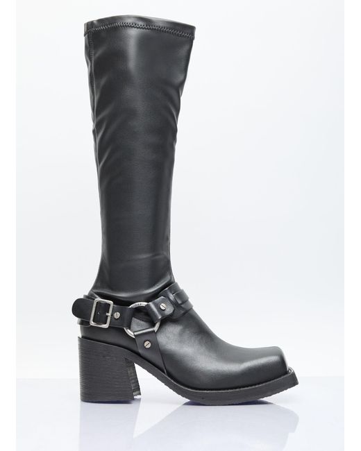 Acne White Pull-on Buckle Boots
