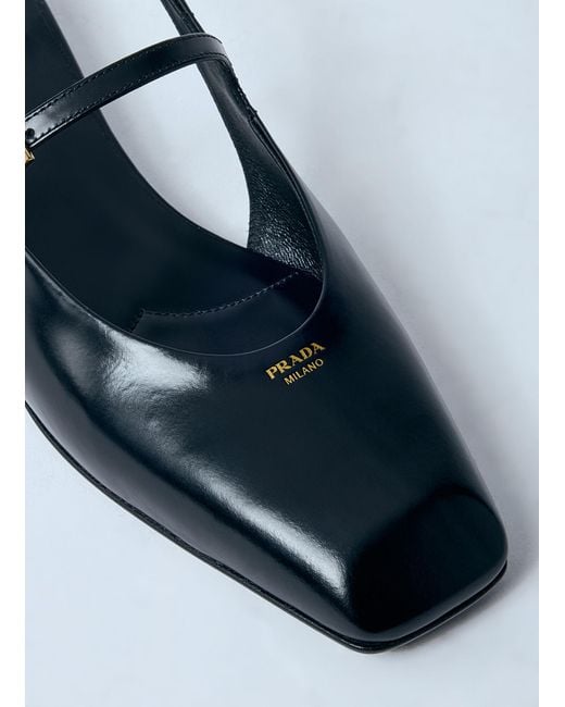 Prada White Leather Slingback Ballerina Pumps