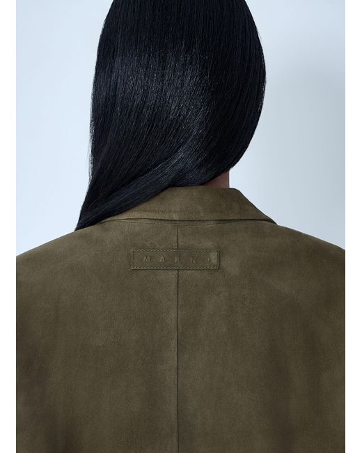 Marni Green Suede Single-Breasted Blazer