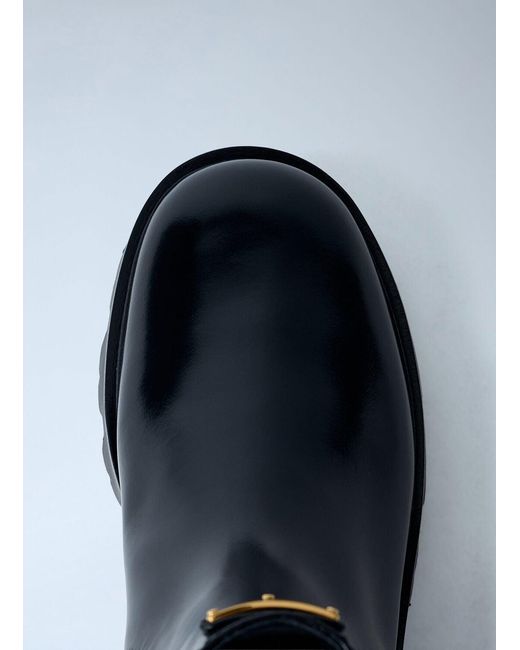 Prada Blue Logo Plaque Ankle Boots