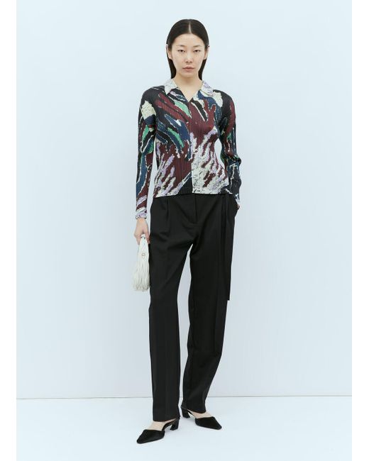 Pleats Please Issey Miyake White Frosty Forest Collar Shirt