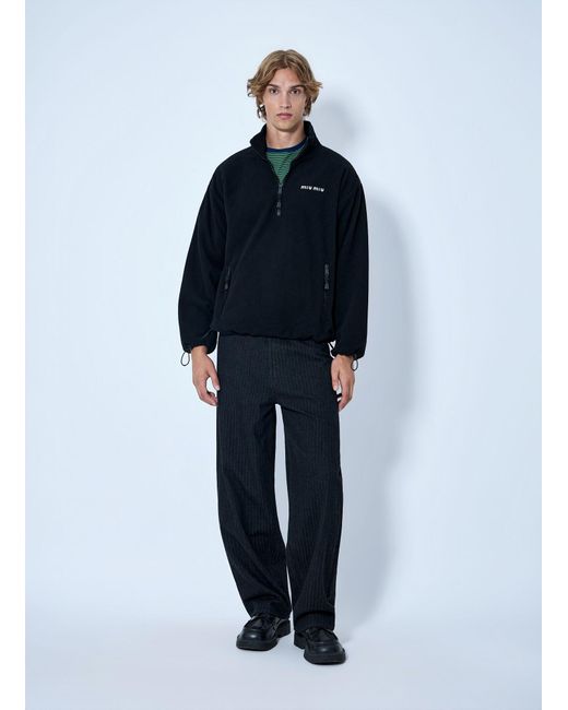 Miu Miu Blue Half-Zip Fleece Sweatshirt