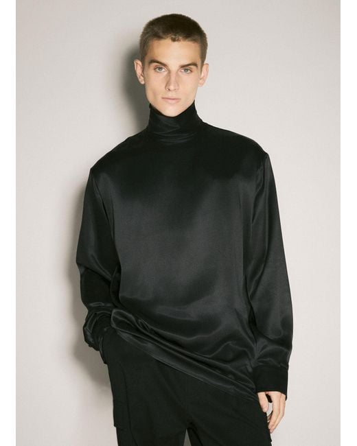 Dolce & Gabbana Gray Loose Silk Turtleneck Top for men