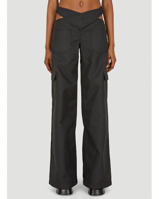 Courreges Black Criss Cross Baggy Pants
