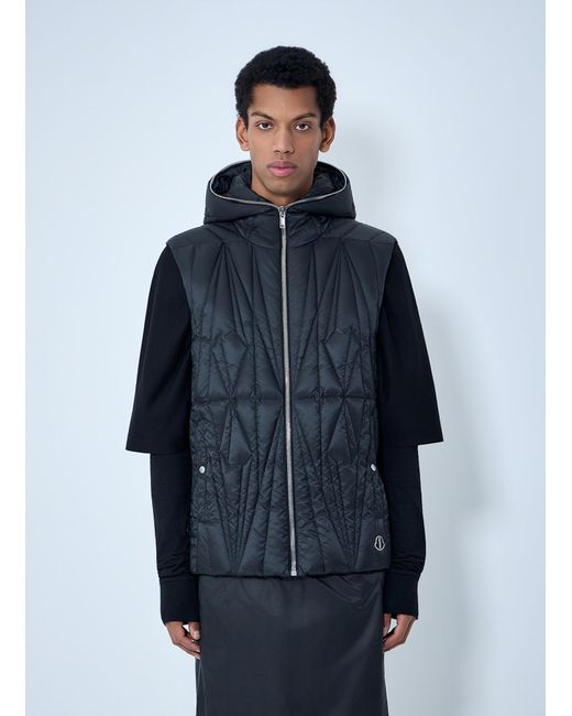 Moncler Blue Rick Owens Geocamo Flight Quilted Hooded Gilet for men