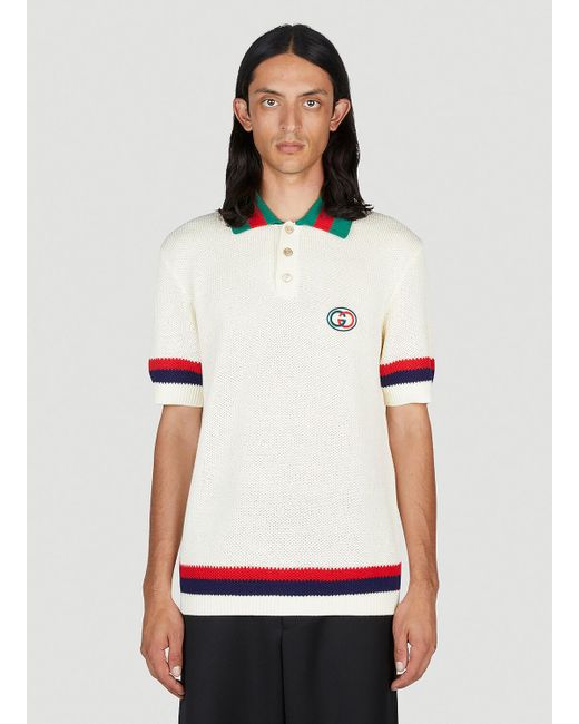 Gucci White Web Polo Shirt for men