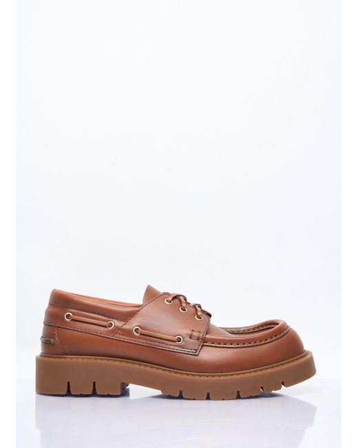 Bottega Veneta White Haddock Boat Lace-Up Shoes for men
