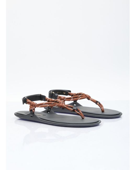 Miu Miu White Riviere Cord And Leather Sandals