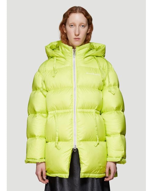 Acne Yellow Hooded Nylon Down Jacket