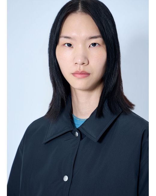 Jil Sander Blue Down Jacket With Collar