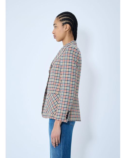 Chloé White Chloã Tailored Check Wool Blazer