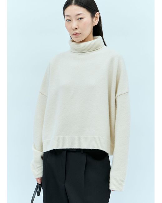 The Row White Ezio Knit Roll Up Sweater