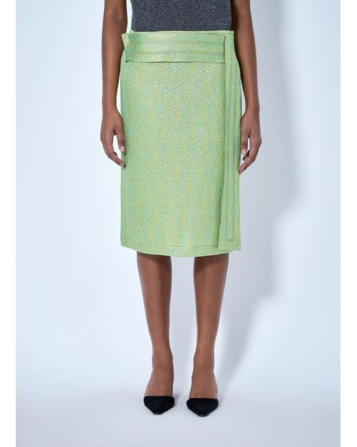 Marni Green Wrap-Effect Midi Skirt