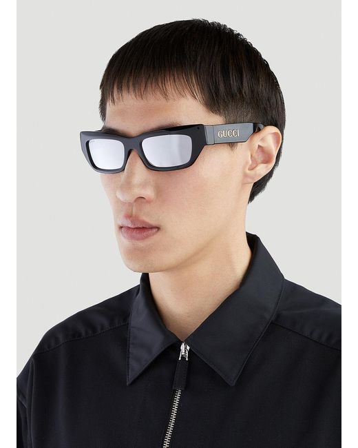 Gucci Black Rectangular Sunglasses for men