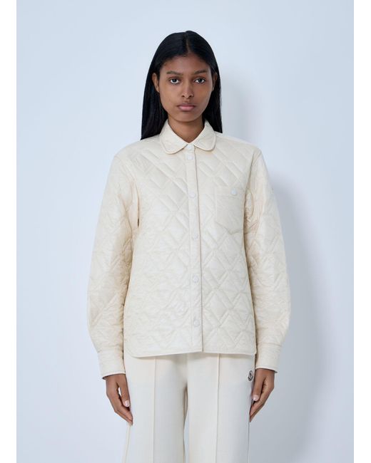 Moncler White Logo Motif Quilted Jacket