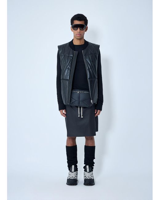 Moncler Blue Rick Owens Geocamo Flight Leather Hooded Gilet