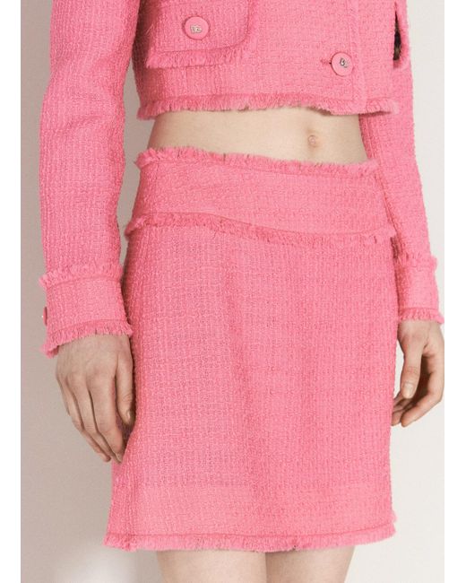 Dolce & Gabbana Pink Raschel Tweed Mini Skirt