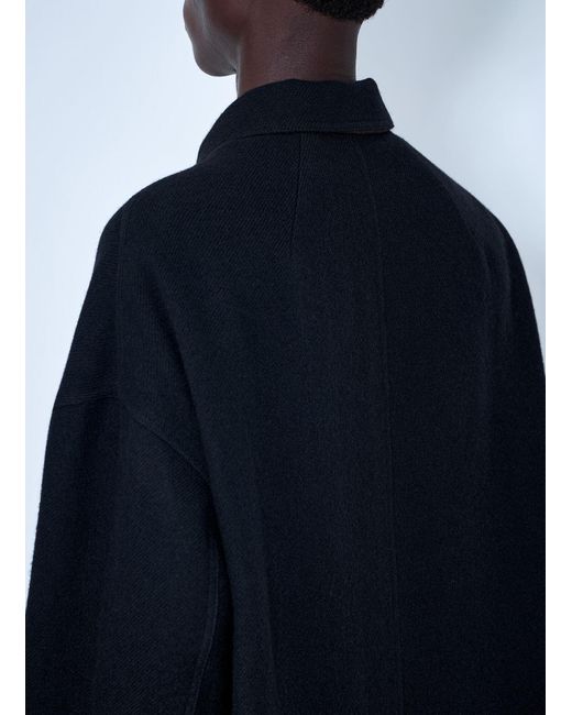 Rick Owens Blue Buttoned Brad Coat for men
