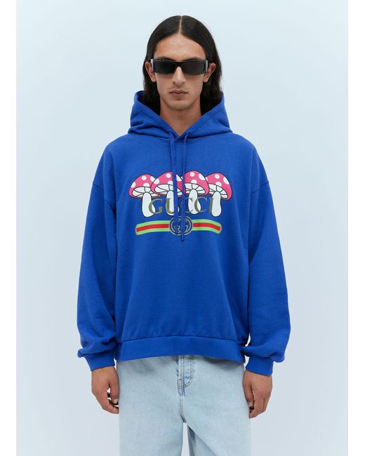 Gucci Blue Hooded Sweatshirt for men