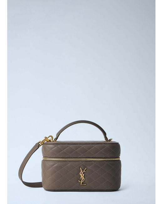 Saint Laurent Blue Quilted Leather Vanity Case