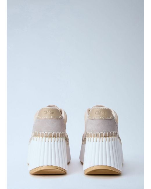 Chloé White Chloé Nama Wedge Sneakers