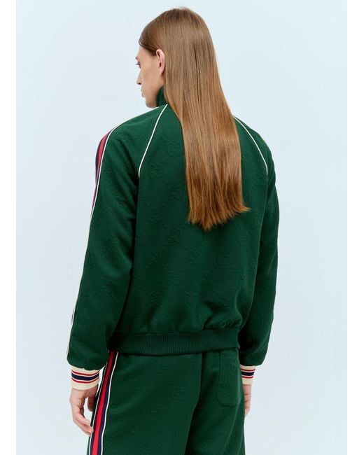 Gucci Green Gg Jacquard Zip Sweater for men